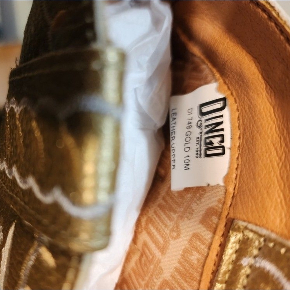 Dingo Primrose Gold Leather Boots - 10 M - New in box - Picture 6 of 7